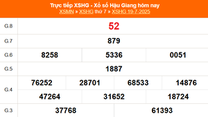 XSHG 19/7 - Kết quả xổ số Hậu Giang hôm nay 19/7/2025 - Trực tiếp XSHG ngày 19 tháng 7