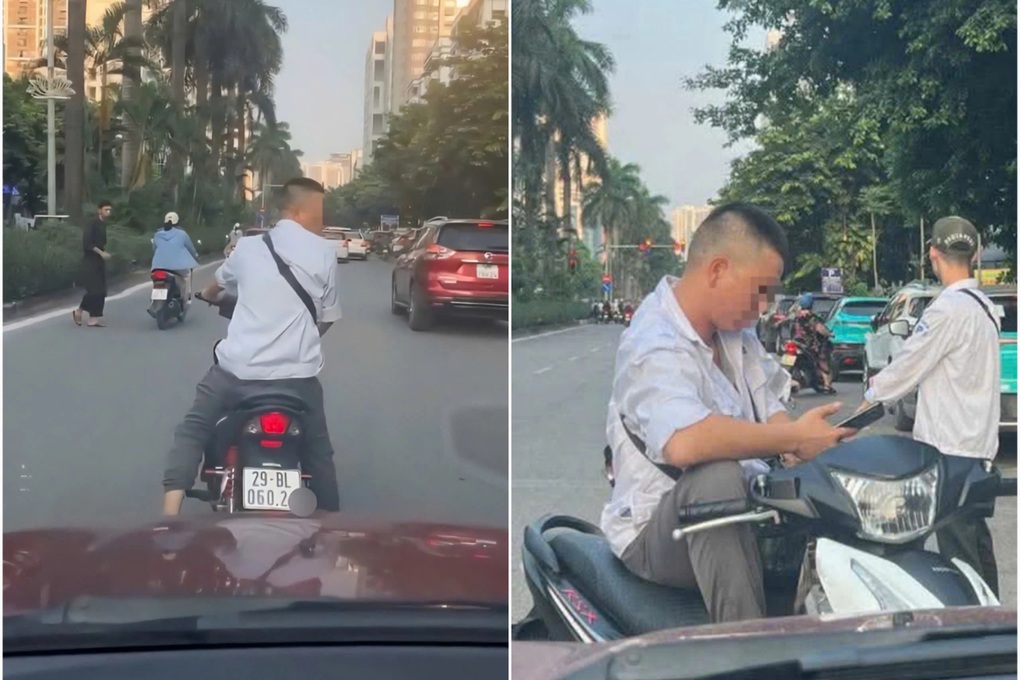 Hà Nội: Đỗ xe máy chặn đầu ô tô để đòi tiền đỗ xe? - 1