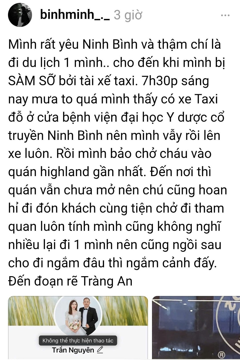 Công an vào cuộc vụ cô gái tố bị lái xe taxi ở Ninh Bình sàm sỡ - 1